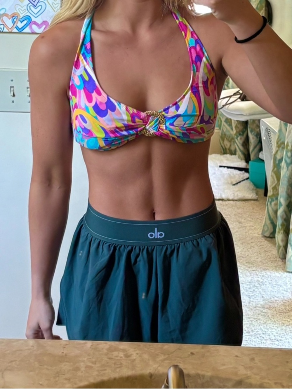 Colorful Abstract Print Bikini Top